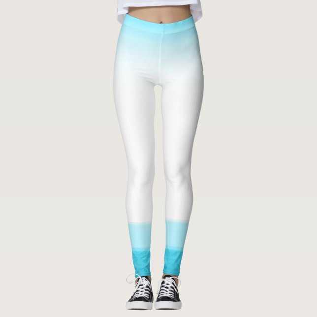 Leggings Aquarelle Bleu & Blanc Look Chic Lounge Salle De S (Devant)