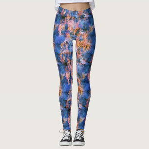 Leggings Aquarelle bleue Rose or orange