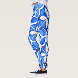 Leggings Aquarelle bleue Toscane italienne Carrelage