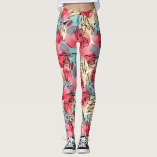Leggings Aquarelle chaude froide Florale géométrique