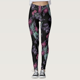Leggings Aquarelle Chrysanthemums fleurs encre florale impr