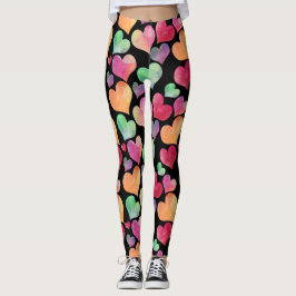 Leggings Aquarelle Coeur Motif mignon Fille colorée