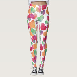 Leggings Aquarelle colorée Coeurs mignonette Fille Motif