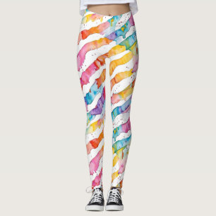 Leggings Aquarelle colorée Rayures Abstraites