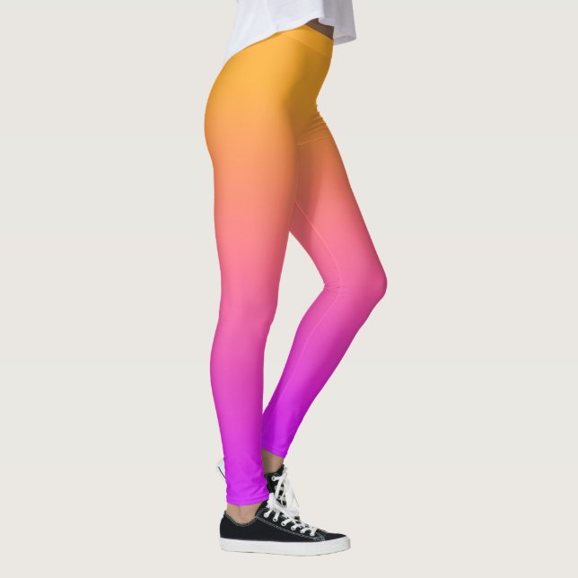 Leggings Aquarelle Couleur de soleil orange à rose Ombre  (Droite)
