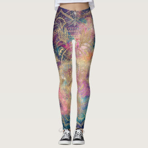 Leggings Aquarelle couleur Mandala or élégant Nebula