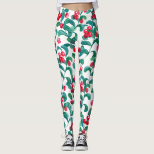 Leggings Aquarelle de baies sauvages, motif sans soudure.