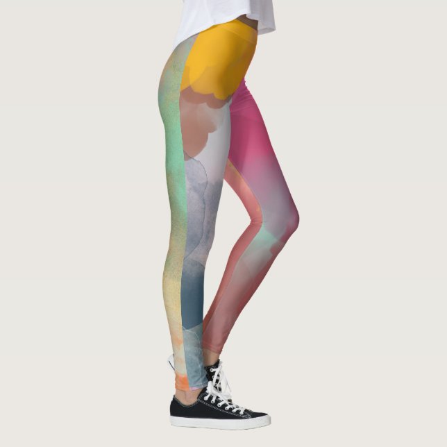 Leggings Aquarelle de bijoux ton Abstrait Art fin (Droite)