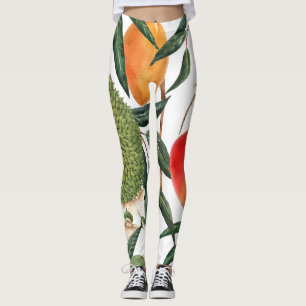 Leggings Aquarelle de durian tropical, motif de mangue.