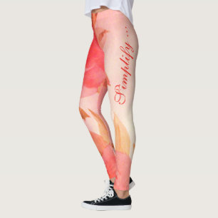 Leggings Aquarelle de Rose de corail