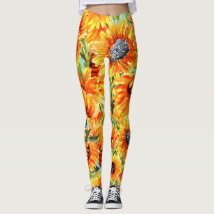 Leggings Aquarelle de tournesol : Illustration transparente
