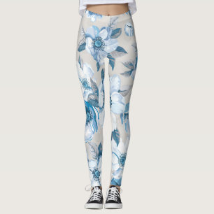 Leggings Aquarelle en fleurs de cerisier : Pommier sans cou