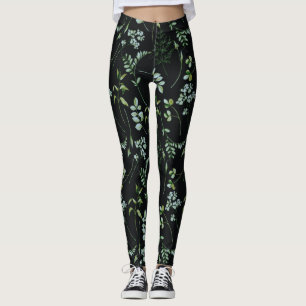 Leggings Aquarelle Eucalyptus Feuilles de verdure