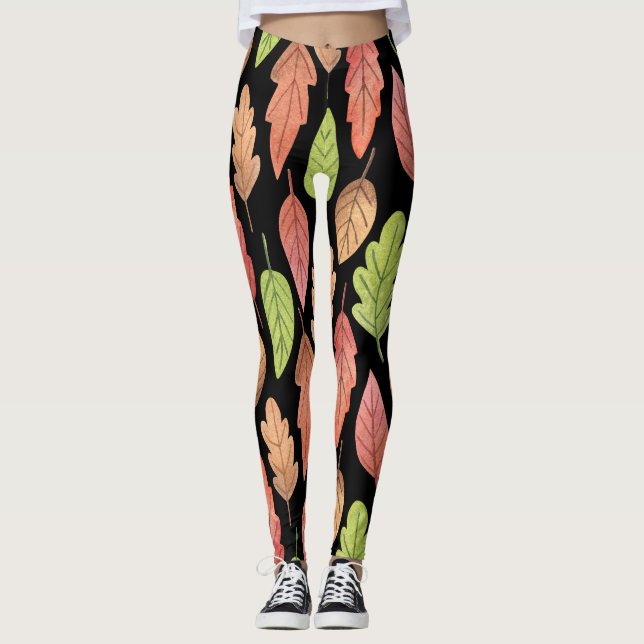 Leggings Aquarelle feuilles d'automne : motif transparent (Devant)