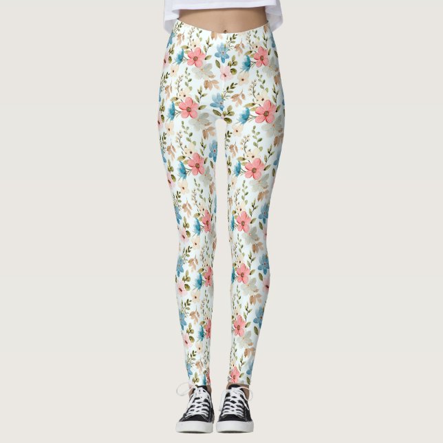 Leggings Aquarelle Fleur sauvage motif floral-67676 (Devant)