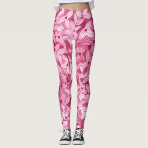 Leggings Aquarelle fleurs lilas : arrière - plan rose