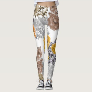 Leggings Aquarelle florale de pivoine Arrière - plan blanc