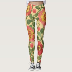 Leggings Aquarelle florale rétro : Élégance intemporelle