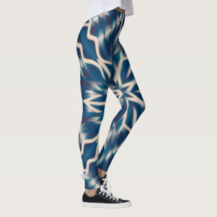 Leggings Aquarelle géométrique bleu blanc