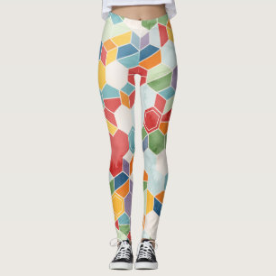 Leggings Aquarelle Hexagon, Mosaïque Random.
