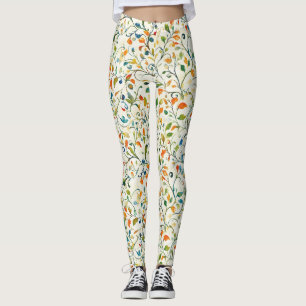 Leggings Aquarelle Jardin Européen Vert Orange