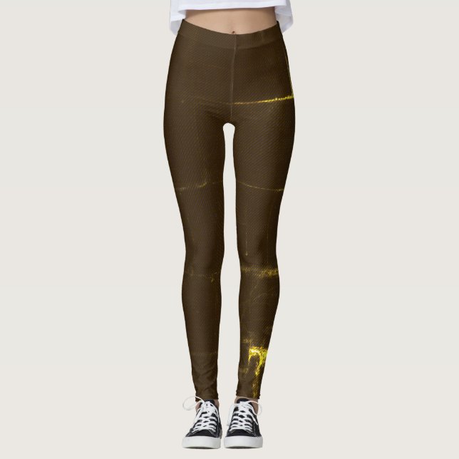Leggings Aquarelle jaune sur Brown (Devant)