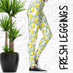 Leggings Aquarelle Lemon Tree et Feuille Lemons Motif