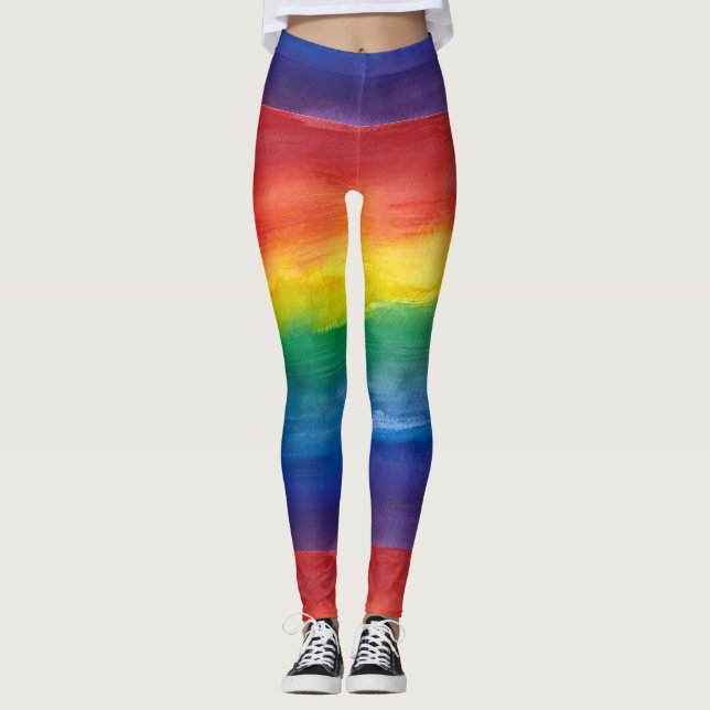 Leggings Aquarelle LGBT Pride Motif arc-en-ciel (Devant)