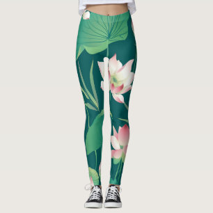 Leggings Aquarelle lotus : fleurs vintages sans soudure.