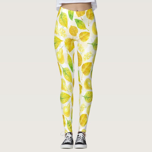 Leggings Aquarelle motif d'automne (Devant)