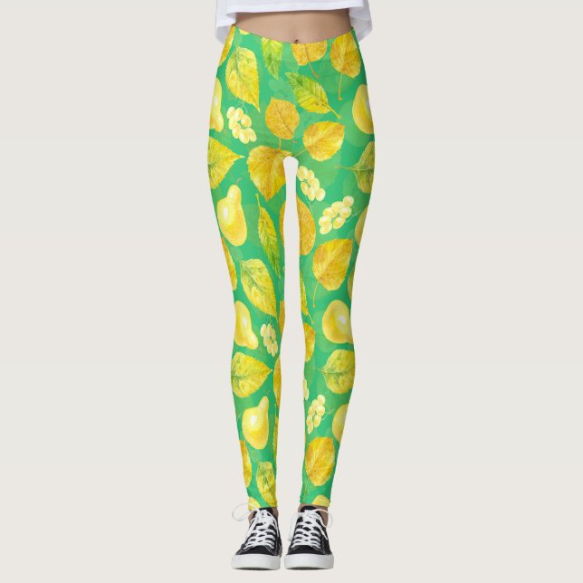 Leggings Aquarelle motif d'automne (Devant)