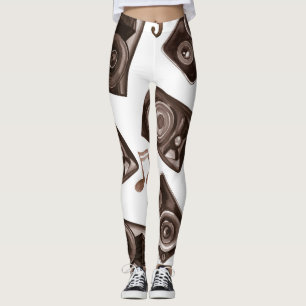 Leggings Aquarelle Musique Haut-parleurs Sepia Motif