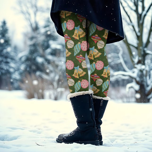 Leggings Aquarelle Ornements Noël Rouge Vert Jaune (Créateur téléchargé)