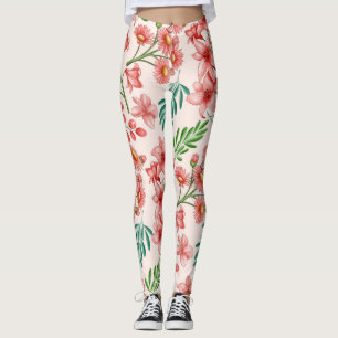Leggings Aquarelle peinte à la main Motif floral-54098