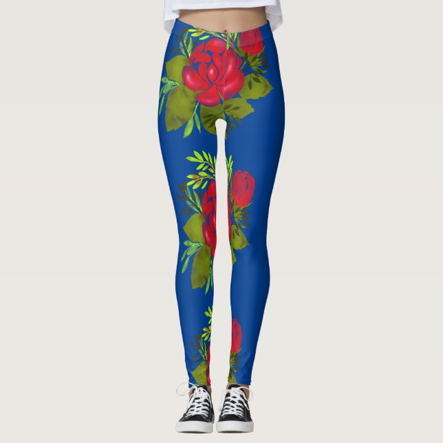 Leggings Aquarelle Peonies Folk (Devant)