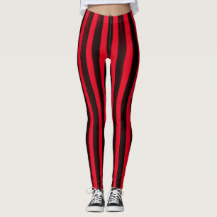 Leggings Aquarelle rayée Légendes de pirates noirs et rou