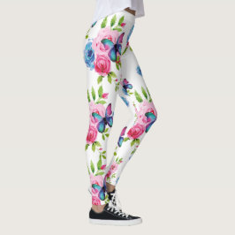 Leggings Aquarelle Rose et jolie papillons rose et bleu