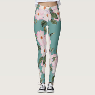 Leggings Aquarelle rose pâle Roses Ballerina Motif