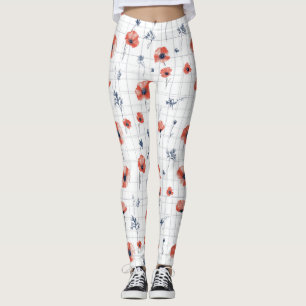 Leggings Aquarelle rouge Motif sur blanc