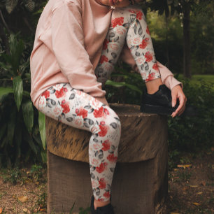 Leggings Aquarelle rouge noir Rose Motif Valentine Love