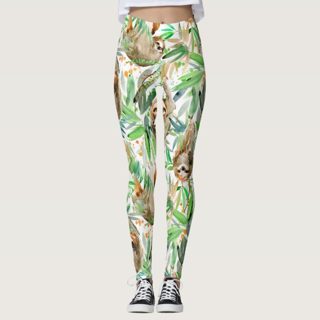 Leggings Aquarelle Sloth Jungle  (Devant)