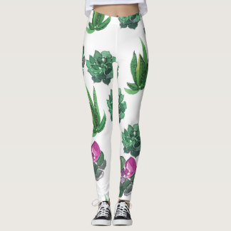Leggings Aquarelle Succulente Conception Motif transparente