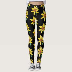 Leggings Aquarelle Tournesol Floral Vibrant main peint