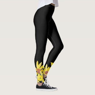 Leggings Aquarelle Tournesol Vibrant Jaune main peint