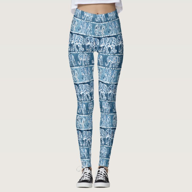 Leggings Aquarelle tribale d'indigo de Boho de SAFARI (Devant)
