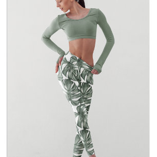 Leggings Aquarelle tropicale Oasis moderne Feuille Motif