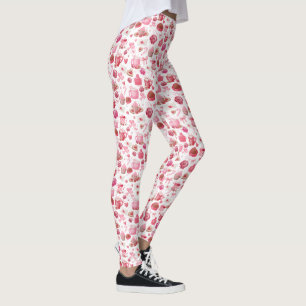 Leggings Aquarelle Valentine rose doux Motif sans couture