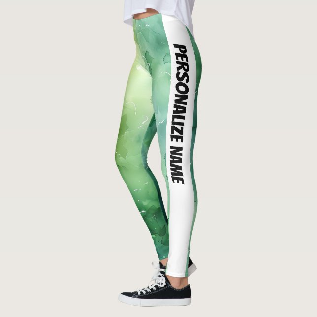 Leggings Aquarelle verte à la menthe PERSONNALISER (Gauche)