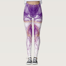 Leggings Aquarelle violet Arrière - plan avec des feuilles 