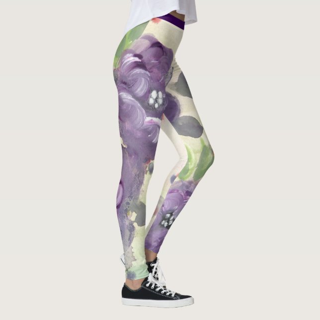 Leggings Aquarelle violette Florale (Droite)